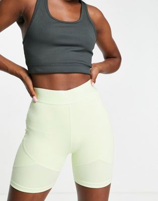 adidas Training Glam Babe high-shine detail legging shorts in lime green - ASOS Price Checker