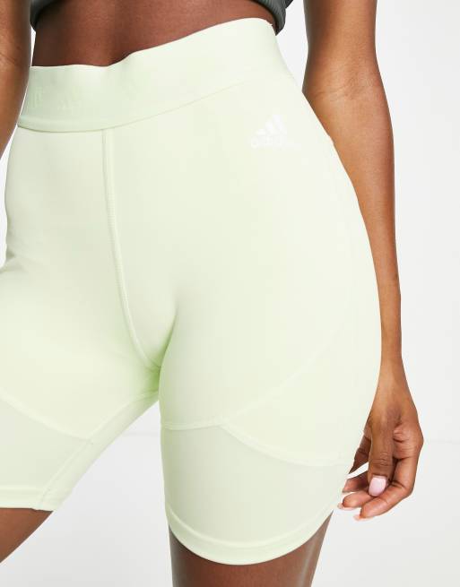 adidas Training Glam Babe high-shine detail leggings in lime green