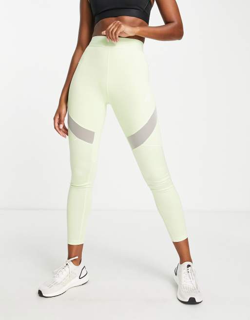 adidas Training Glam Babe high-shine detail leggings in lime green