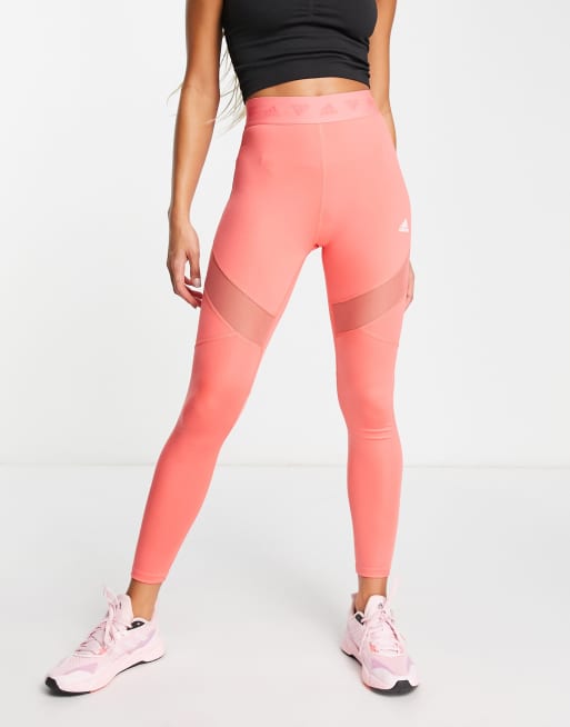 adidas Training – Glam Babe – Leggings in Rosa mit hochglänzenden Details