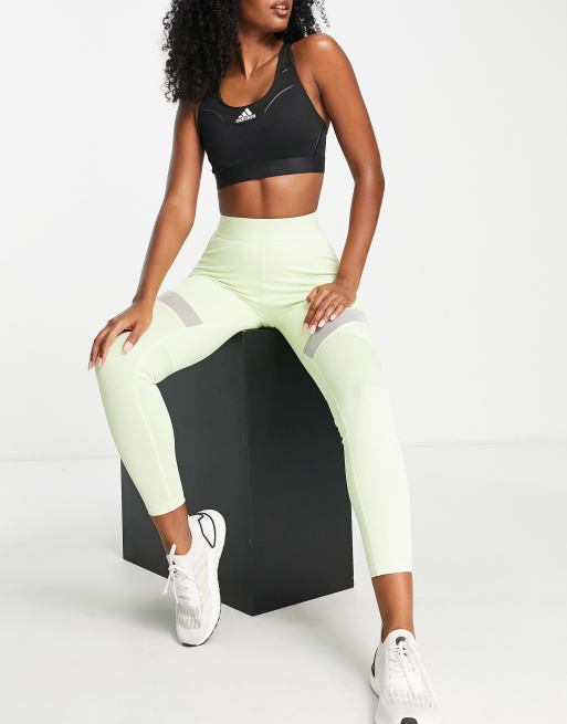 adidas - Training - Glam Babe - Limegrønne leggings med skinnende detalje, 4 af 4