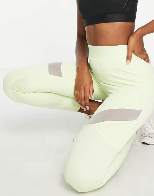adidas Training – Glam Babe – Limegröna leggings med glansig detalj, 3 av 4