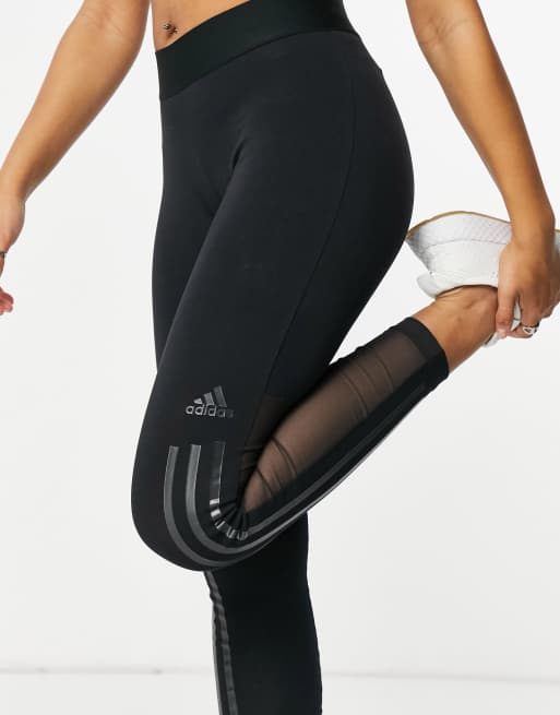 adidas Training glam three stripe leggings in black | ASOS