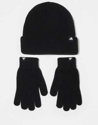 adidas performance adidas Training glove and beanie gift set in black