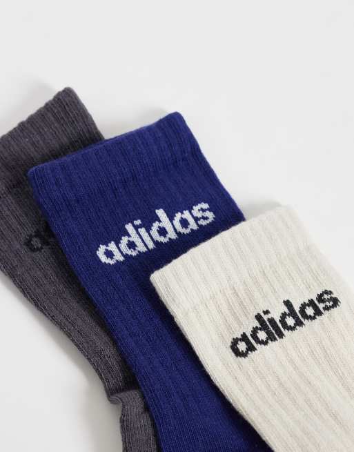 adidas Training – Gräddvita, marinblå och gröna strumpor med linjär logga, 6-pack, 2 av 3