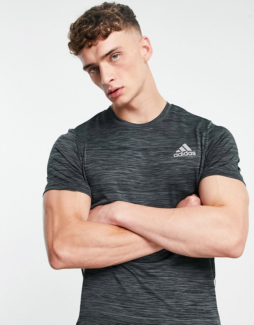Adidas Training gradient 3 stripe t-shirt in black