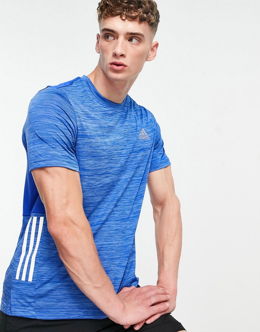 Adidas Training gradient 3 stripe t-shirt in blue