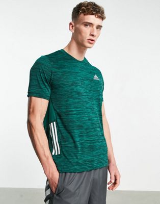 adidas Training gradient 3 stripe t-shirt in green