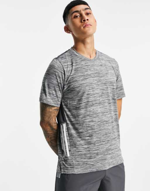 adidas Training gradient 3 stripe t-shirt in grey, 3 of 4