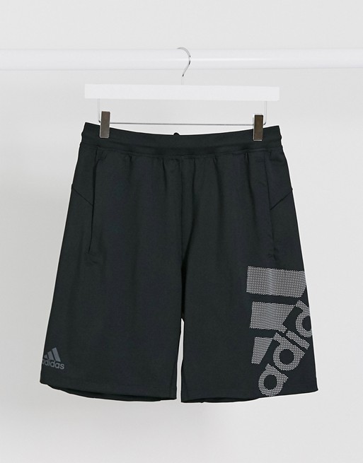 adidas Training graphic logo shorts in black