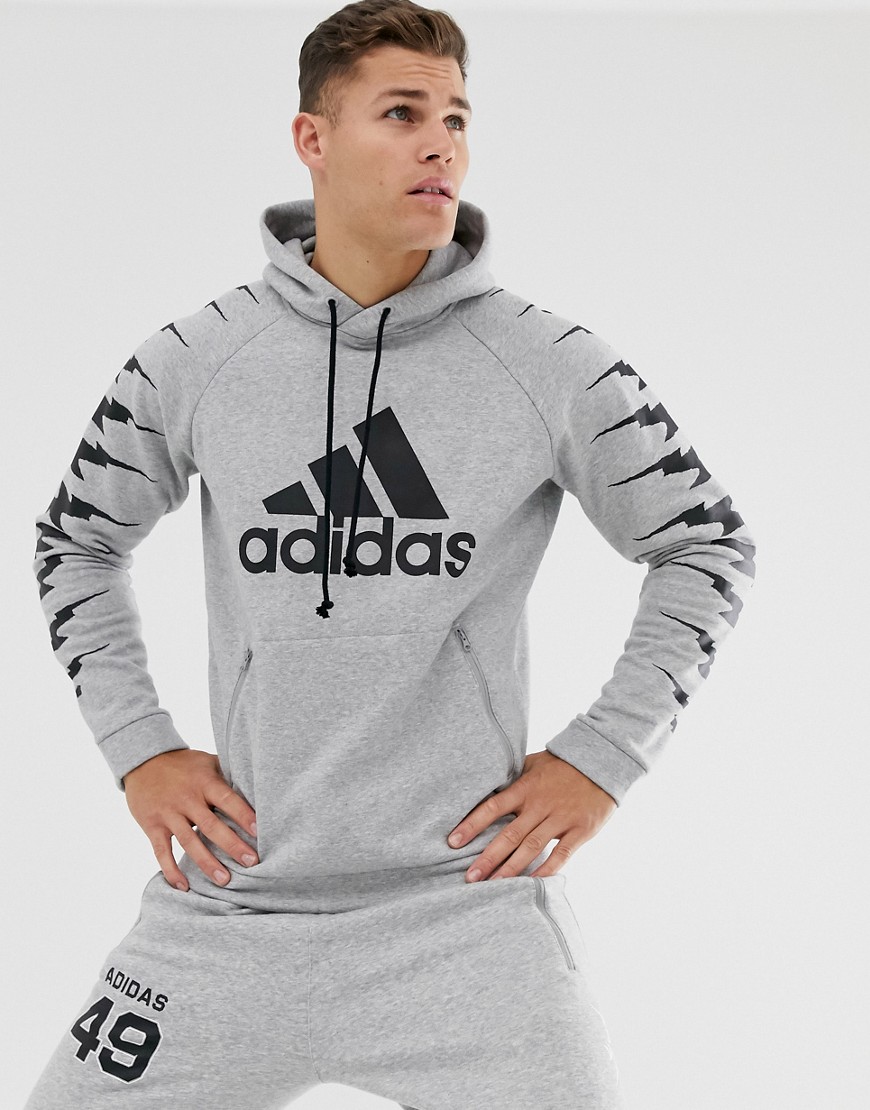 Adidas Training GRFX - grå hættetrøje med grafik