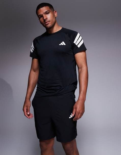 adidas Training Gym+ 3 stripe shorts in black