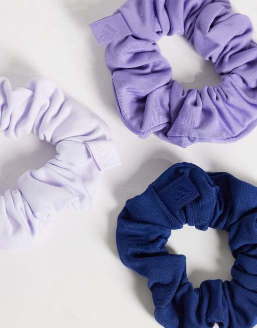 adidas Training hair scrunchies in purple blue 3 pack, 2 of 3