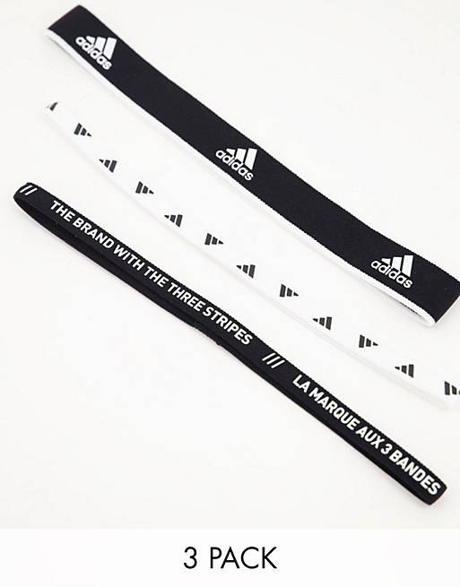 adidas Training hairbands in black and white 3 pack