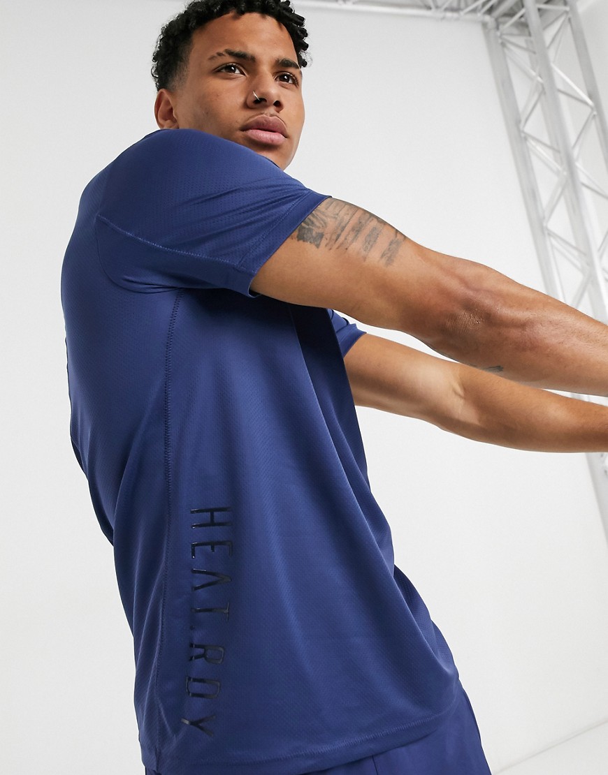 Adidas Training – HEAT.RDY – Indigoblå t-shirt med 3 ränder