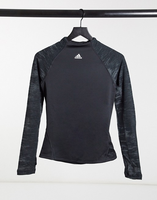 adidas Training high neck top in black