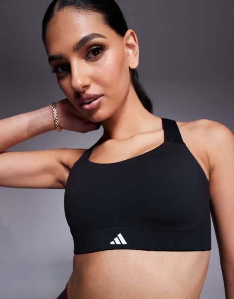 adidas Training high support sports bra in black - view 1