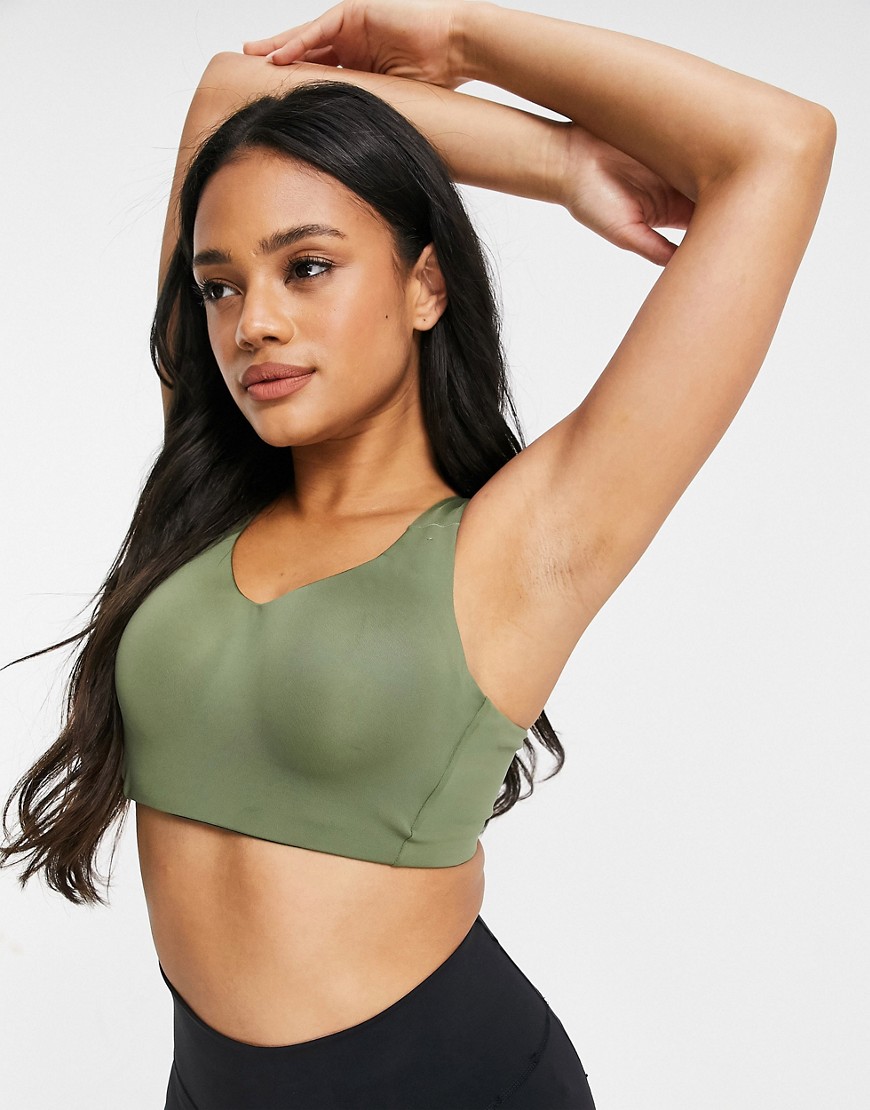 Adidas Training high support workout bra with cross back in khaki-Green