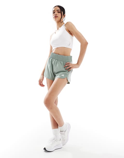 adidas Training high waist woven Pacer shorts in silver green, 2 of 5
