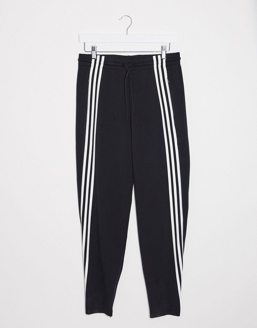 Adidas Training high waisted three stripe sweatpants in black