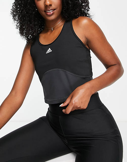 adidas Training HIIT sleeveless crop top in black