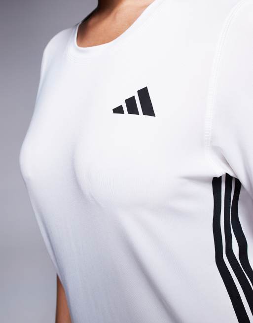 adidas Training - Hvid t-shirt med 3 striber, 2 af 4