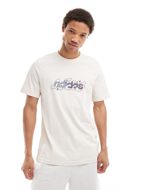adidas Training - Hvid T-shirt med grafisk logoprint i boblestil