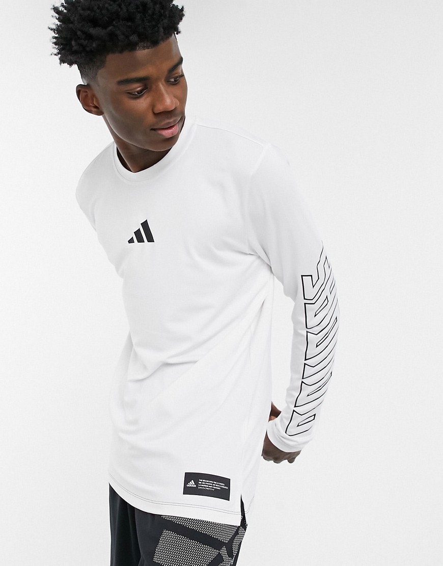 Adidas Training Hype logo long sleeve t-shirt in white