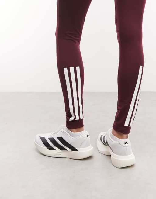adidas Training hyper glam essentials leggings in burgundy, 5 of 5