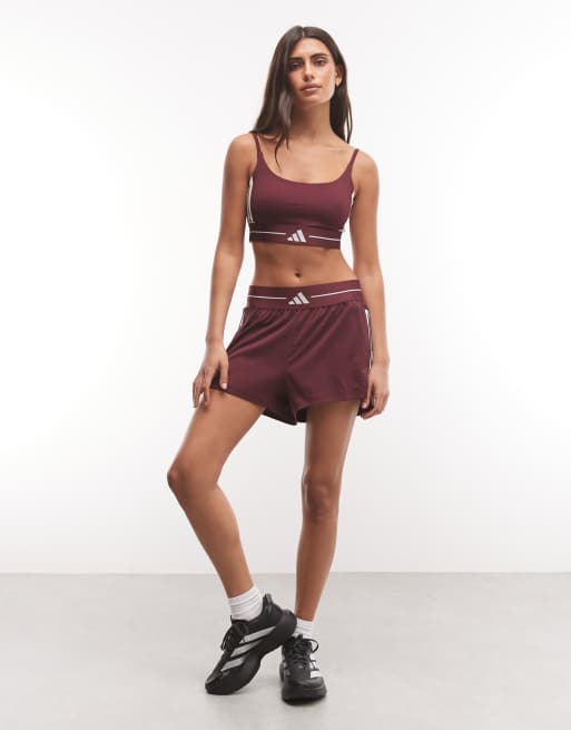 adidas Training hyper glam essentials shorts in burgundy, 2 of 5
