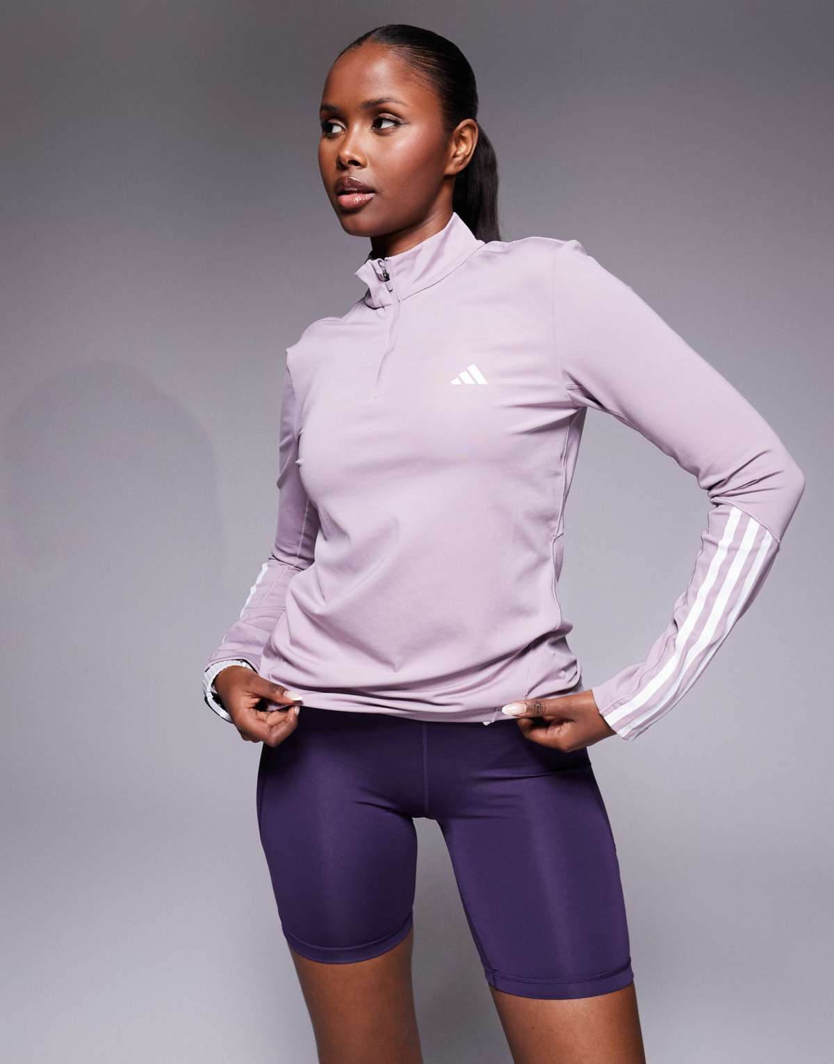 adidas Training Hyperglam 1/4 zip in purple