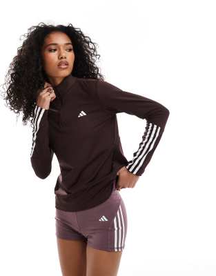 adidas performance adidas Training Hyperglam 1/4 zip top in brown