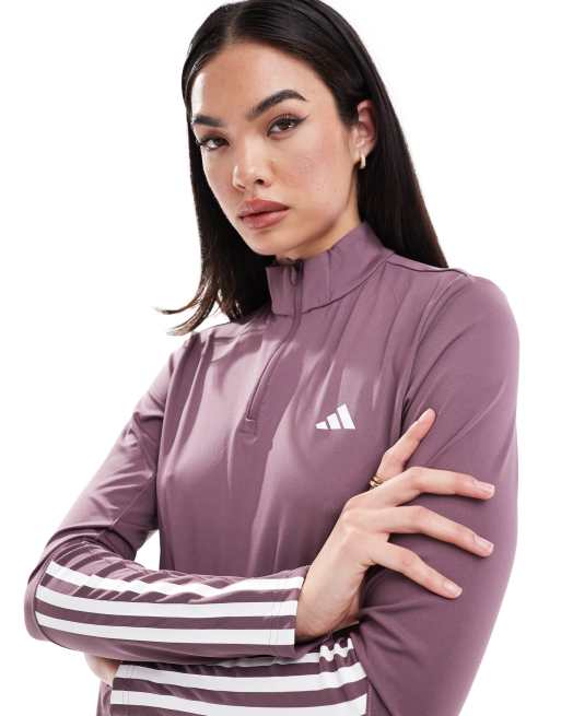 adidas Training Hyperglam 1/4 zip top in fig 