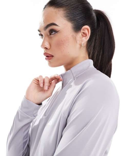 adidas Training Hyperglam 1/4 zip top in light grey - view 1