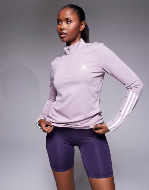 adidas Training Hyperglam 1/4 zip top in purple - view 1
