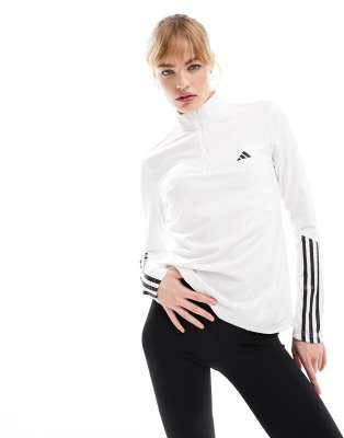 adidas Training Hyperglam 1/4 zip top in white - ASOS Price Checker