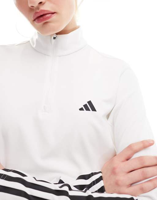 adidas Training Hyperglam 1/4 zip top in white