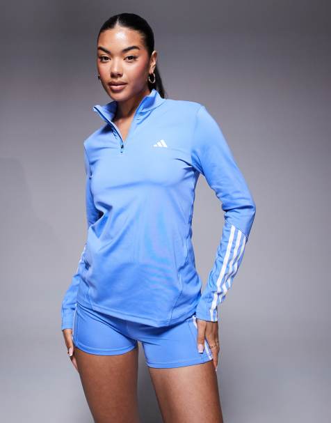 adidas Training Hyperglam 1/4 zip top top in dusty blue - view 1