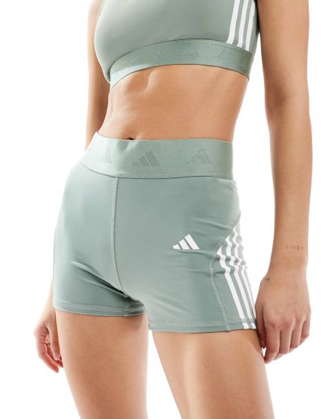 adidas Training Hyperglam 3 inch booty shorts in silver green - view 1