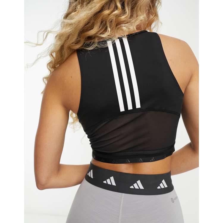 adidas Training Hyperglam 3 stripe leggings in black, ASOS