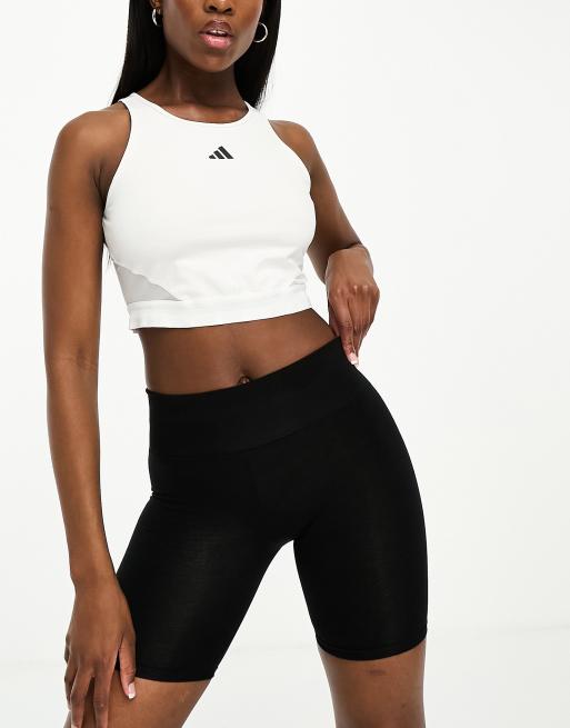 adidas Training Sports Club graphic crop top in black