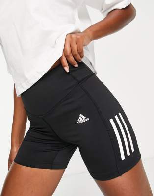 adidas Training Hyperglam 3 stripe legging short in black