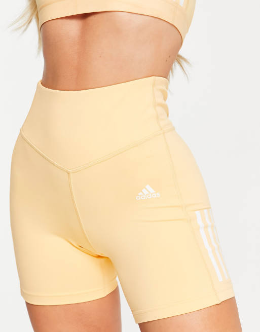 adidas Training Hyperglam 3 stripe legging short in orange