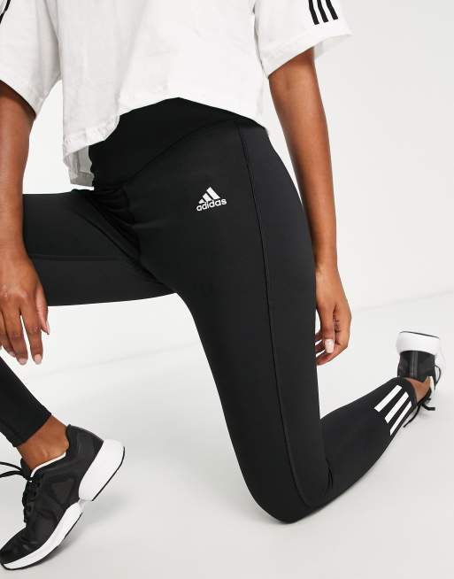 adidas Training Hyperglam 3 stripe leggings in black ASOS