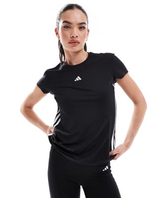 adidas performance Training Hyperglam 3 stripe t-shirt in black