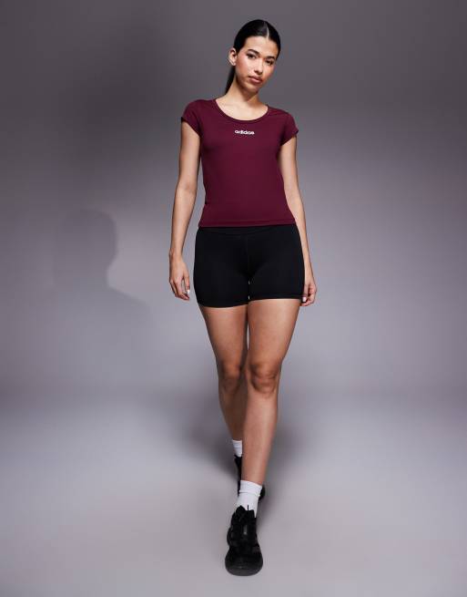 adidas Training Hyperglam baby tee in burgundy, 3 of 4