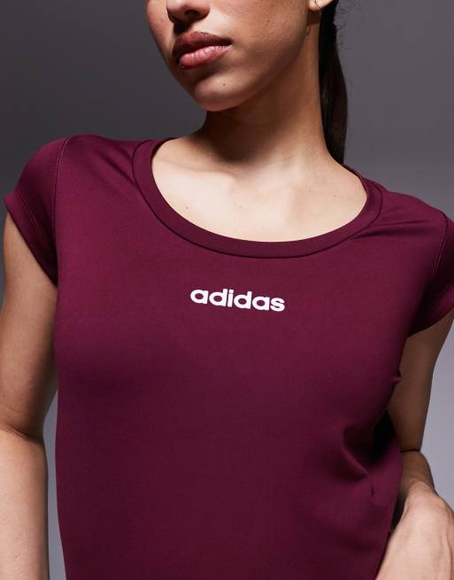 adidas Training – Hyperglam – Bordowa krótka koszulka, 2 z 4
