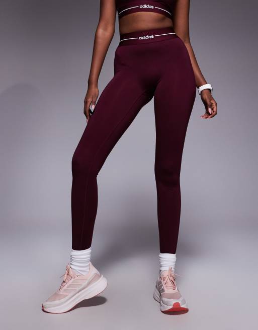 adidas Training – Hyperglam – Bordowe pełnej długości legginsy z poziomym logo, 5 z 5