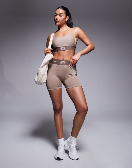 adidas Training Hyperglam bralet in chalky brown, 2 of 4