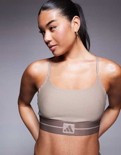 adidas Training Hyperglam Bralette in chalky brown, 4 von 4